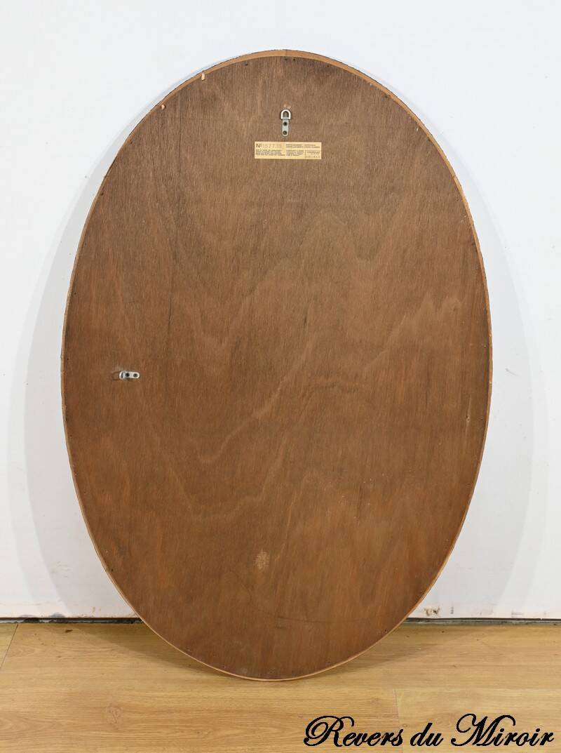 Hollywood Regency Style Oval Brass Bezel Mirror – 1970