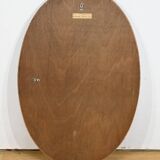 Miroir ovale à parclose en laiton, style hollywood regency – 1970
