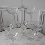 Set of 8 crystal cups engraved 30s