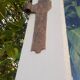 Old oak entrance door with glass H209xL116cm 18th century multi-point lock