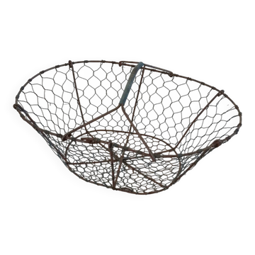 Panier ancien en métal + fil de fer