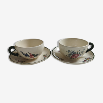 Tasses anciennes en faïence Villeroy & Boch 1562 Vieux Strasbourg