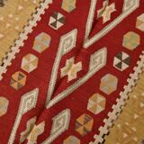 3x5 Red & Mustard Tribal Handmade Vintage Kilim Rug, 95x143Cm