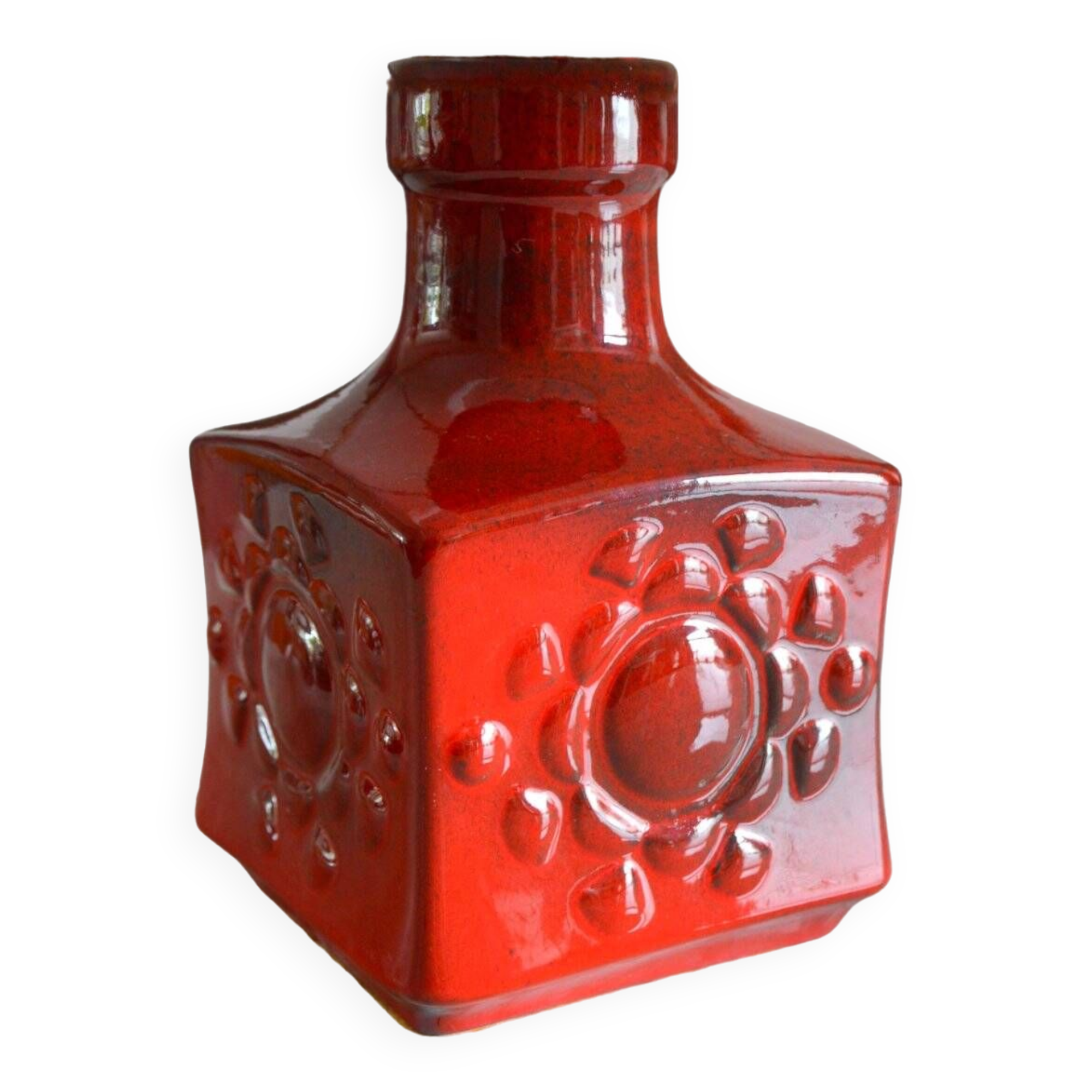 Red ceramic table lamp Germany 1970s