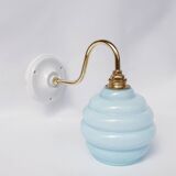 Swan neck and blown glass wall lamp