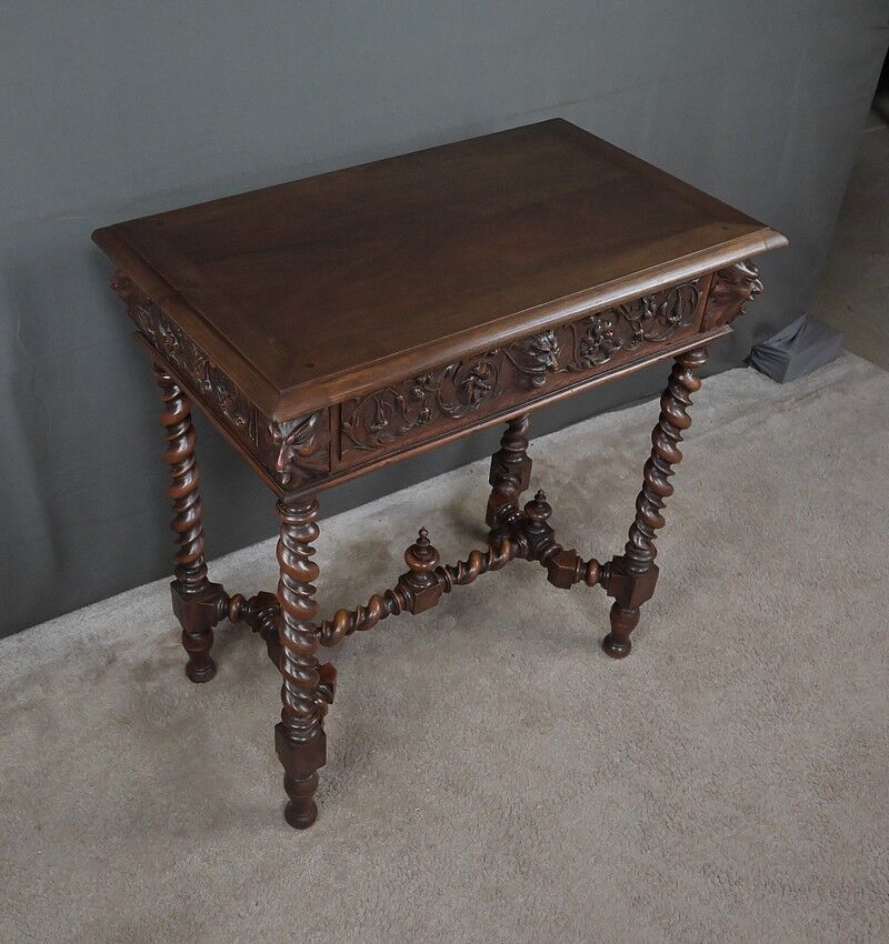 Small walnut desk, Henri II style – late 19th century