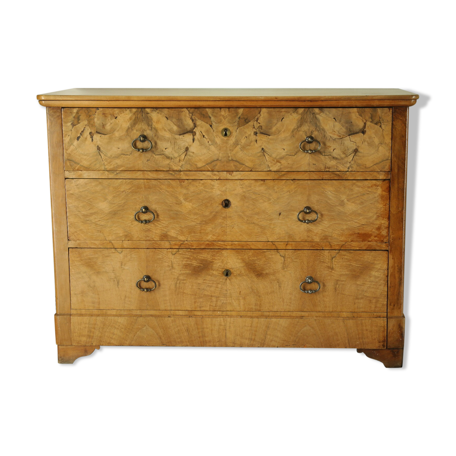 Louis Philippe style chest of drawers in light walnut, 20th century