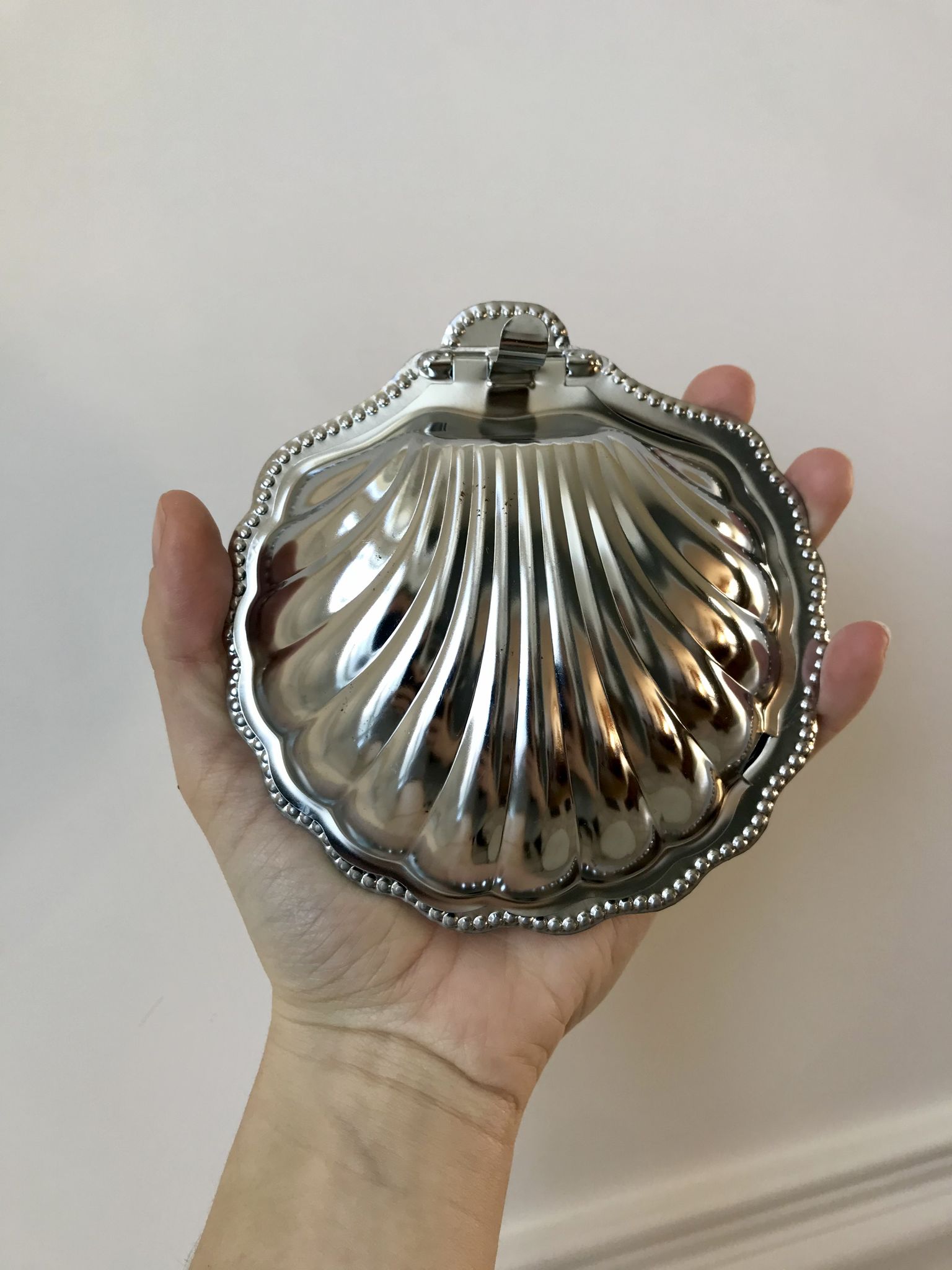 Pocket tray shell silver metal 60s-70s