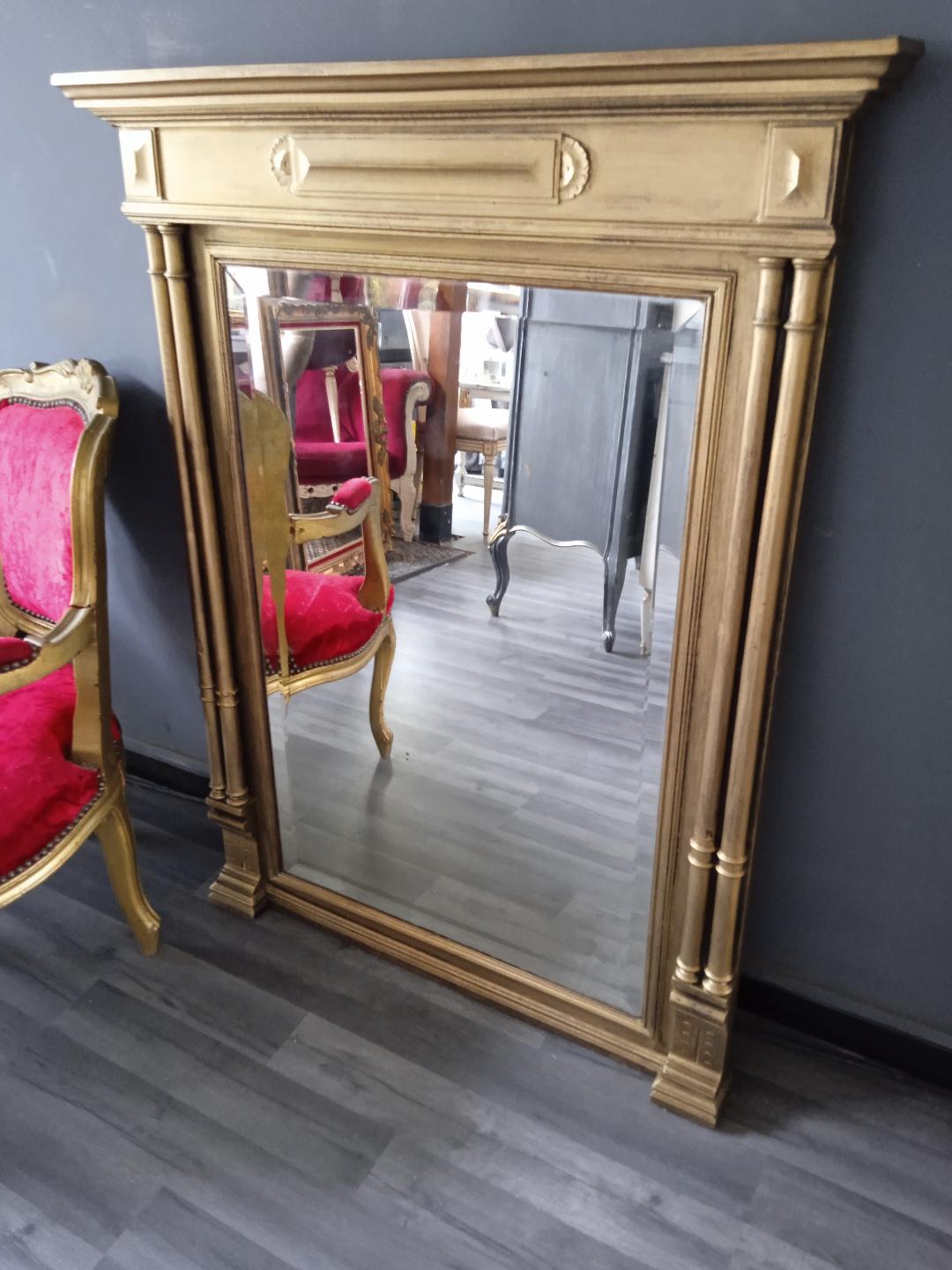 Antique gilded trumeau mirror 93x120cm