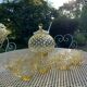 Vintage punch service in amber glass, Empoli style, 1960s-70s.