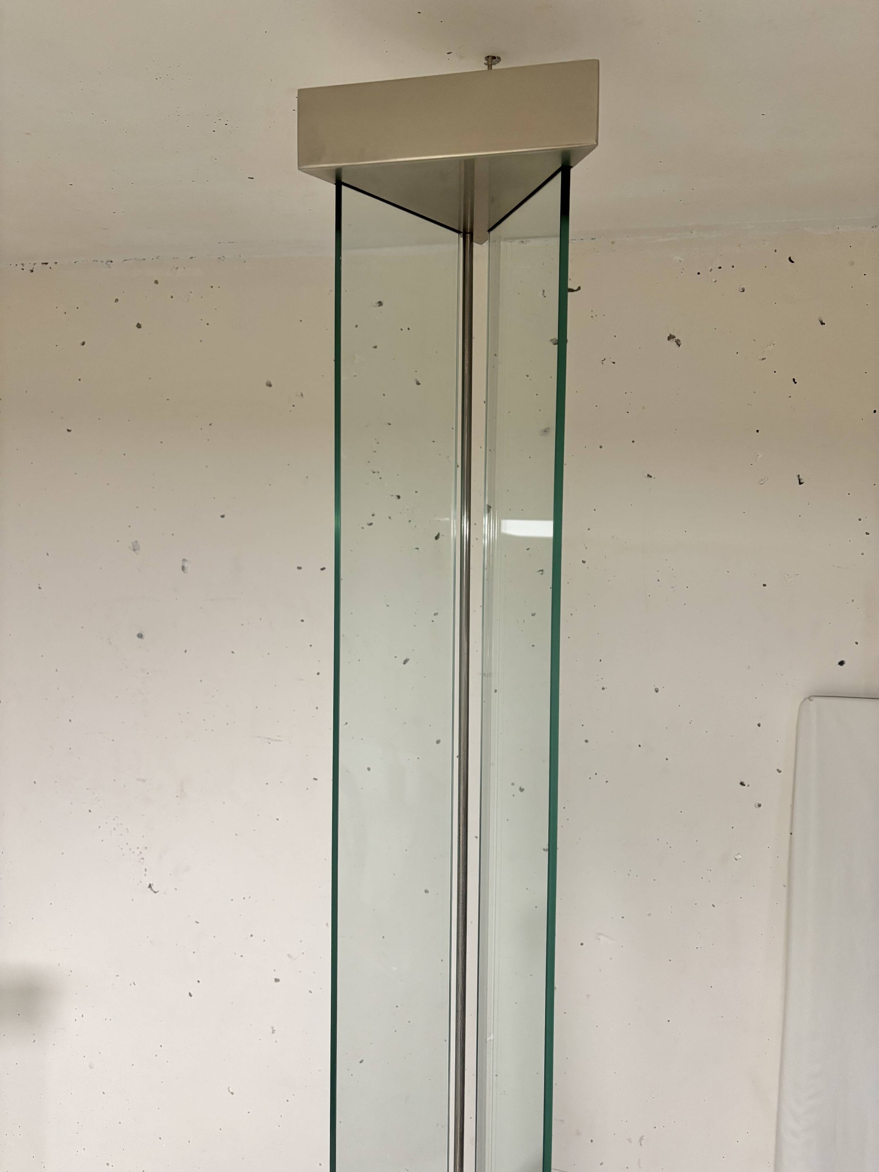 Glass and chrome-plated steel floor lamp, Mauro Marzollo, TVE 1980
