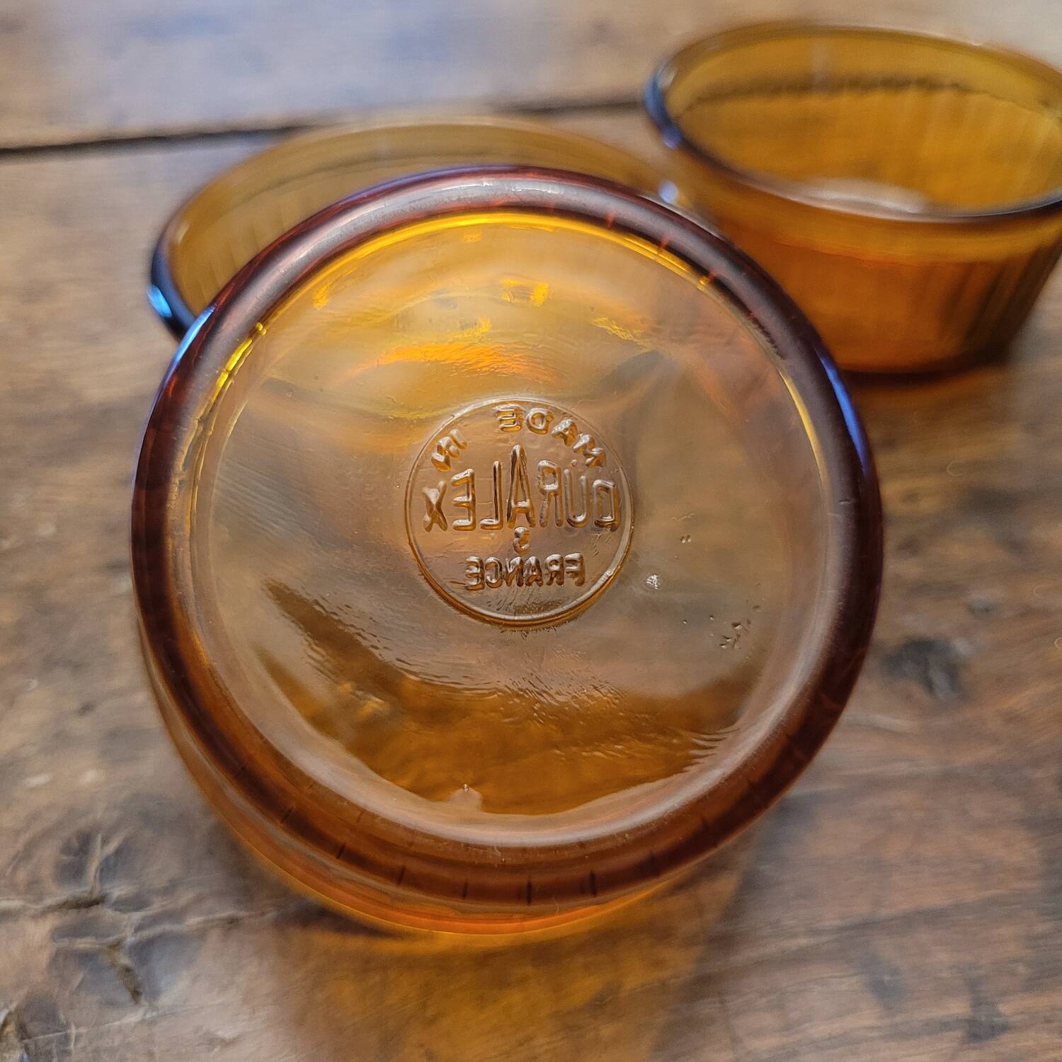 Set of 5 amber Duralex ramekins – France, 1970s