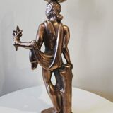 Large kerosene lamp mounted on bronze statue. Late nineteenth century