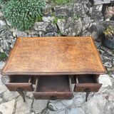 Louis XV style carved solid oak writing table, 19th century