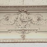 Decorative panel or top of door in wood and patinated stucco 19th century