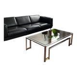 Table basse miroir fumé marbré vintage 1970s