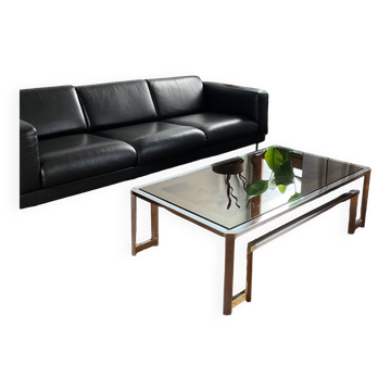 Table basse miroir fumé marbré vintage 1970s