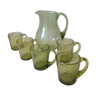 Pitcher and glasses in bubbled blown glass dlg Biot