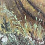 Oil on canvas, resting tiger