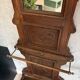 Antique oak carved coat stand, mirror and umbrella stand — late 19th century