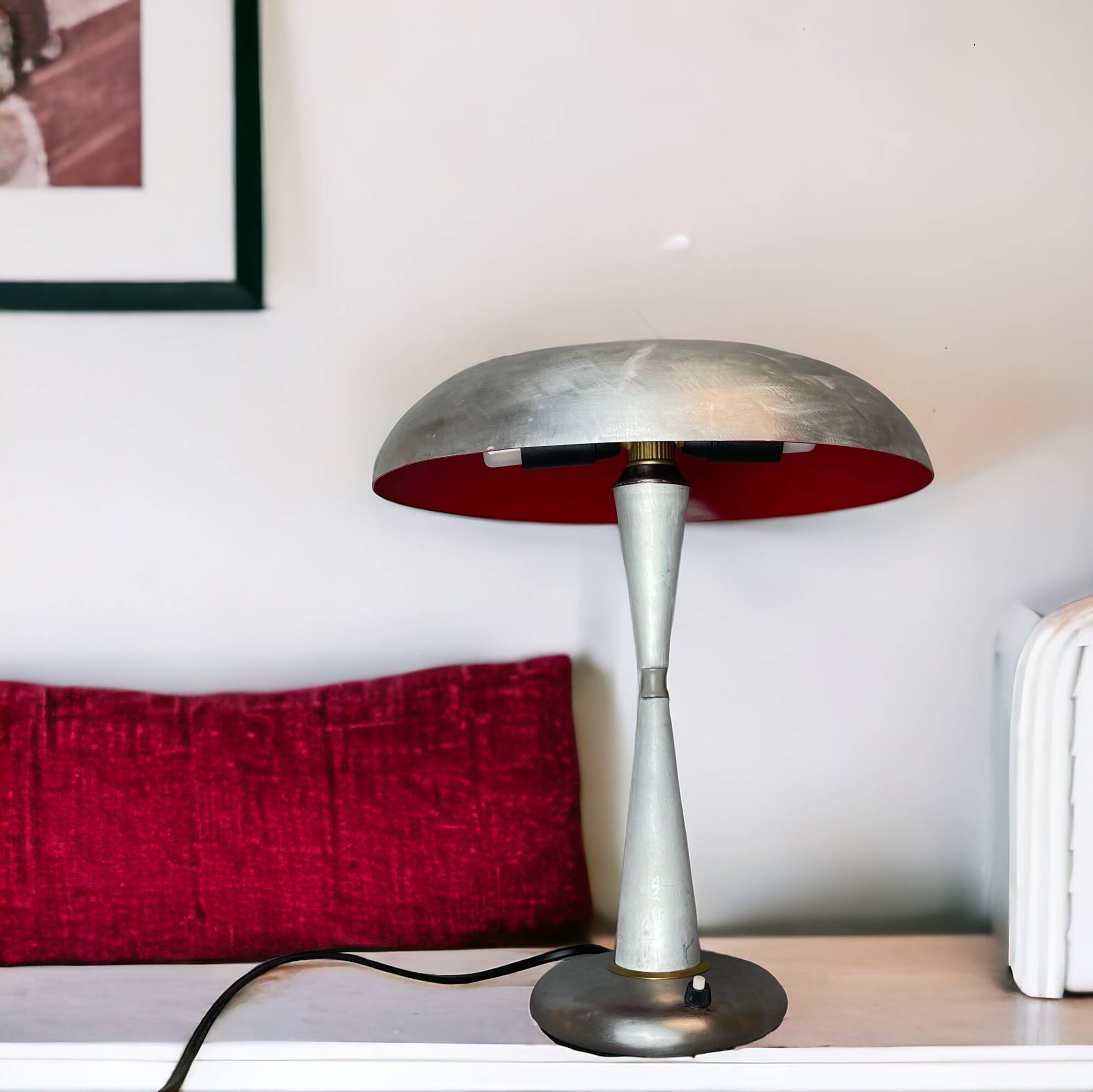 Aluminium mushroom table desk lamp mid century