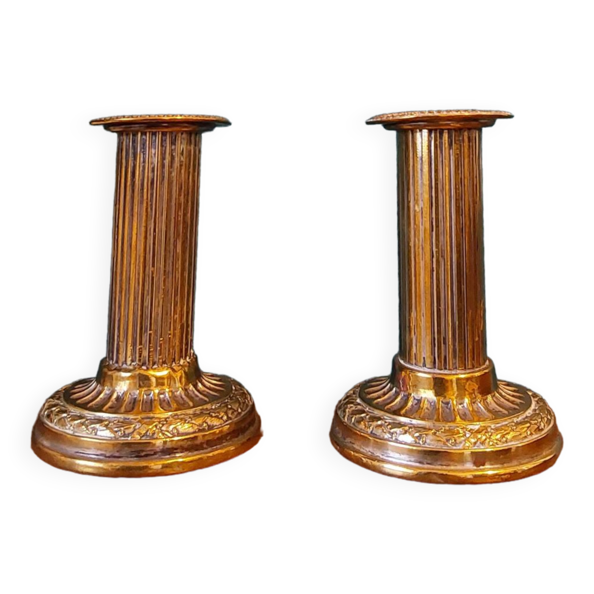 Louis XVI style brass candle holders