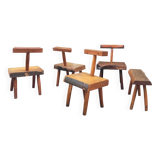 Chaises brutalistes artisanales, France, 1960s, lot de 5
