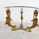 Table basse dauphin vintage en laiton, années 1970