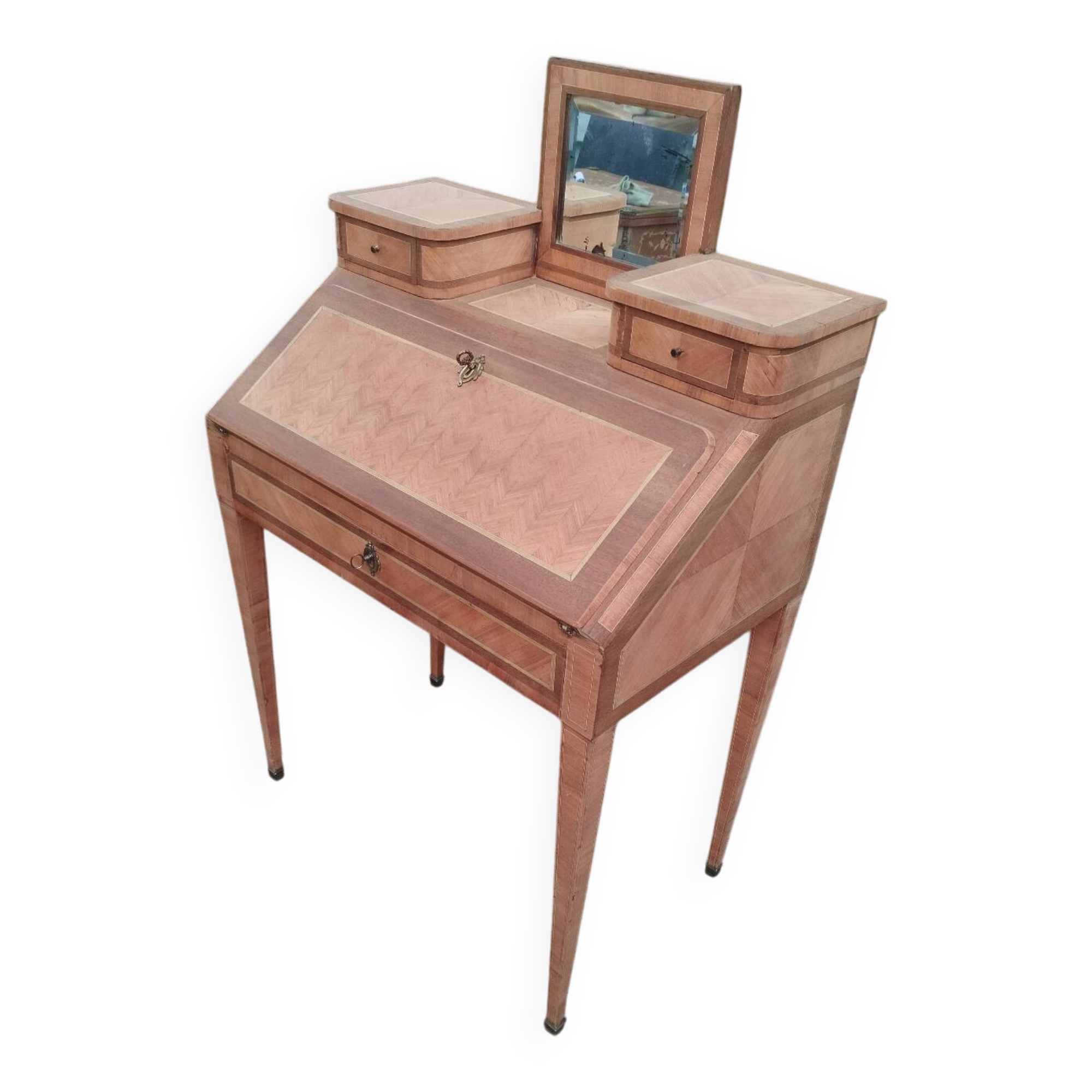 Antique secretary desk in marquetry, Louis XVI style.