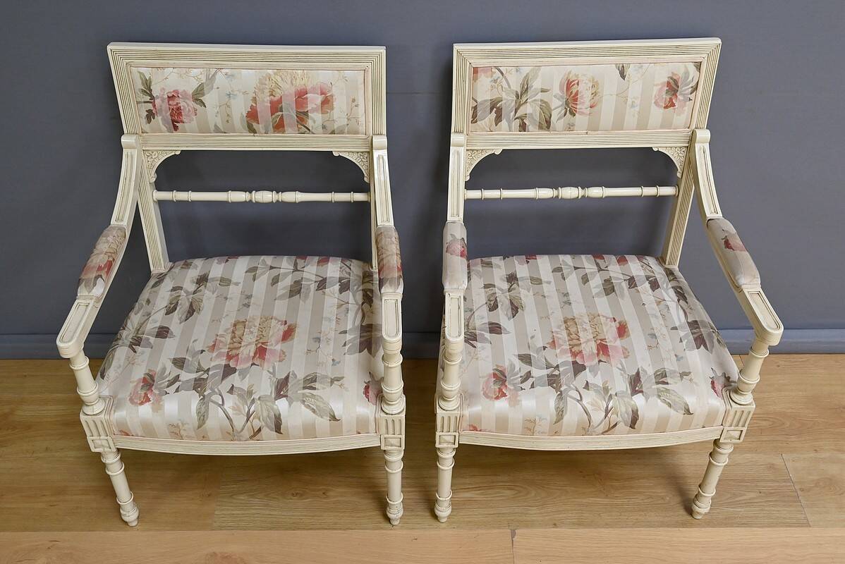 Louis XVI style lounge with benches and armchairs – 2nd part of the 20th century