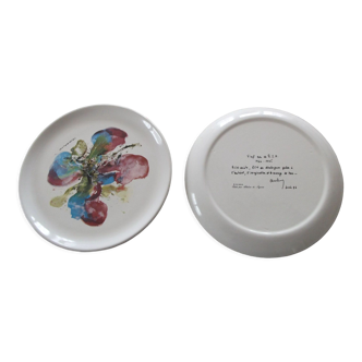 Set of 2 deco plates signed Zao Wou Ki