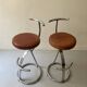Bar stools in tubular chrome and tan leather, 1970s