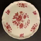 Plat de service ou à fruits en faïence rouge Aubusson de Sarreguemines