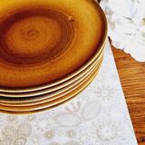 6 Longchamp stoneware dessert plates