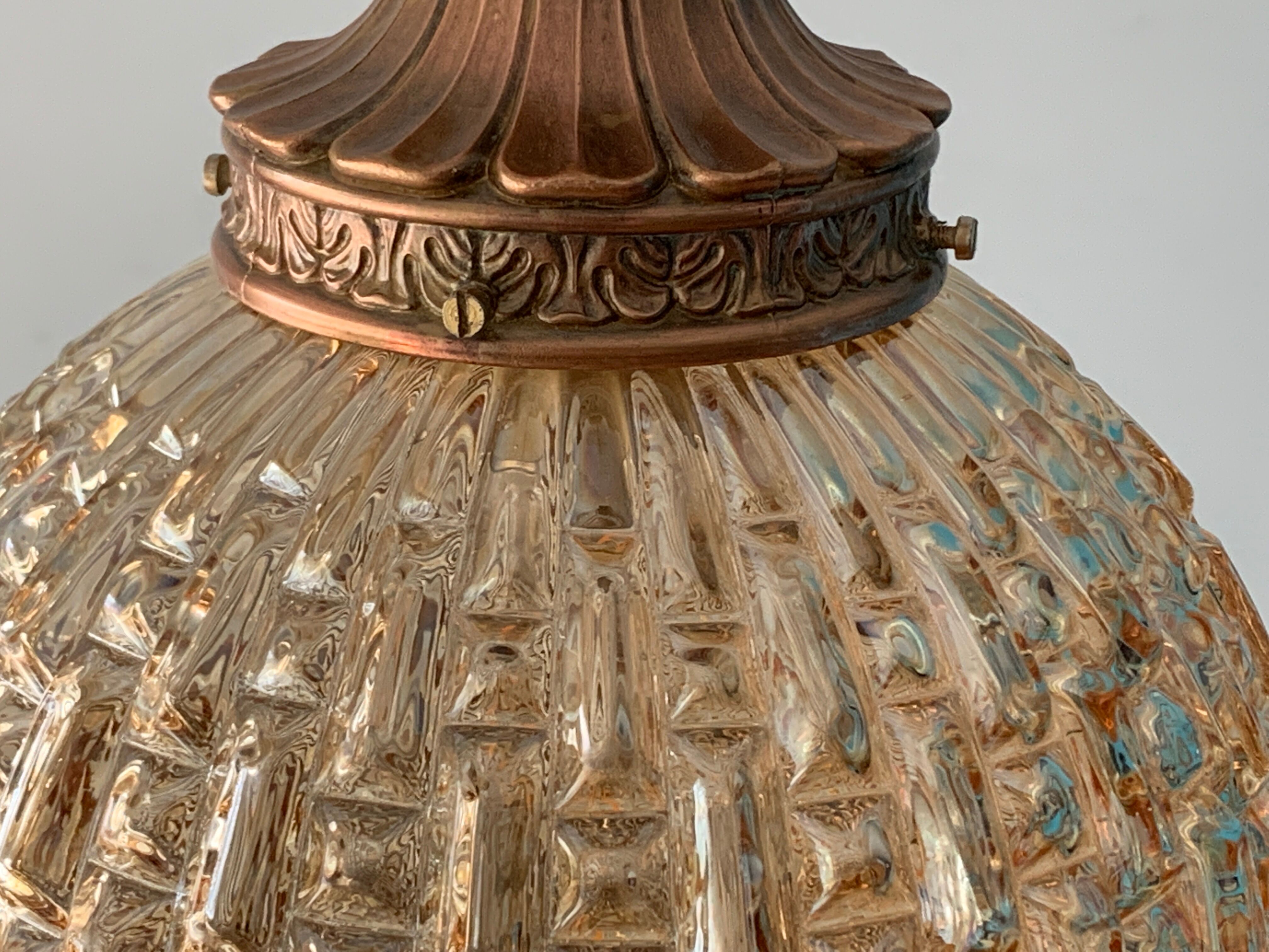 Lantern suspension in glass and brass