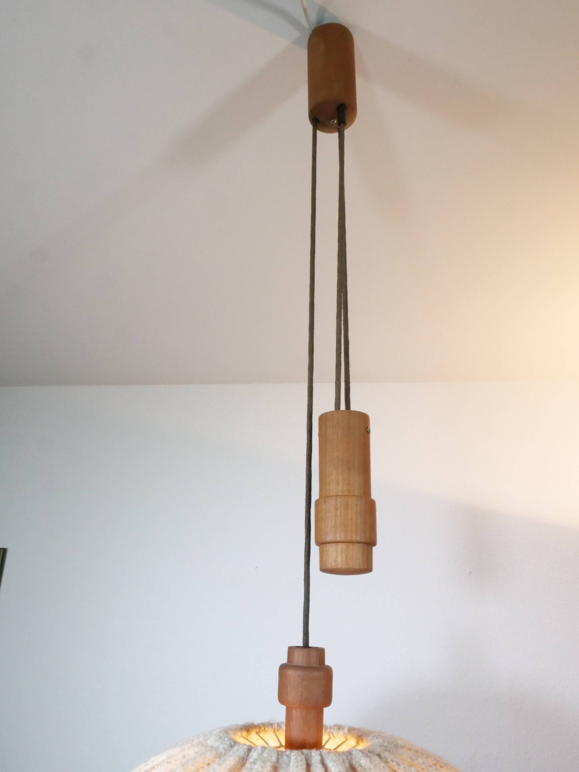 Teak Pull Pendant Ceiling Lamp Domus 1960s