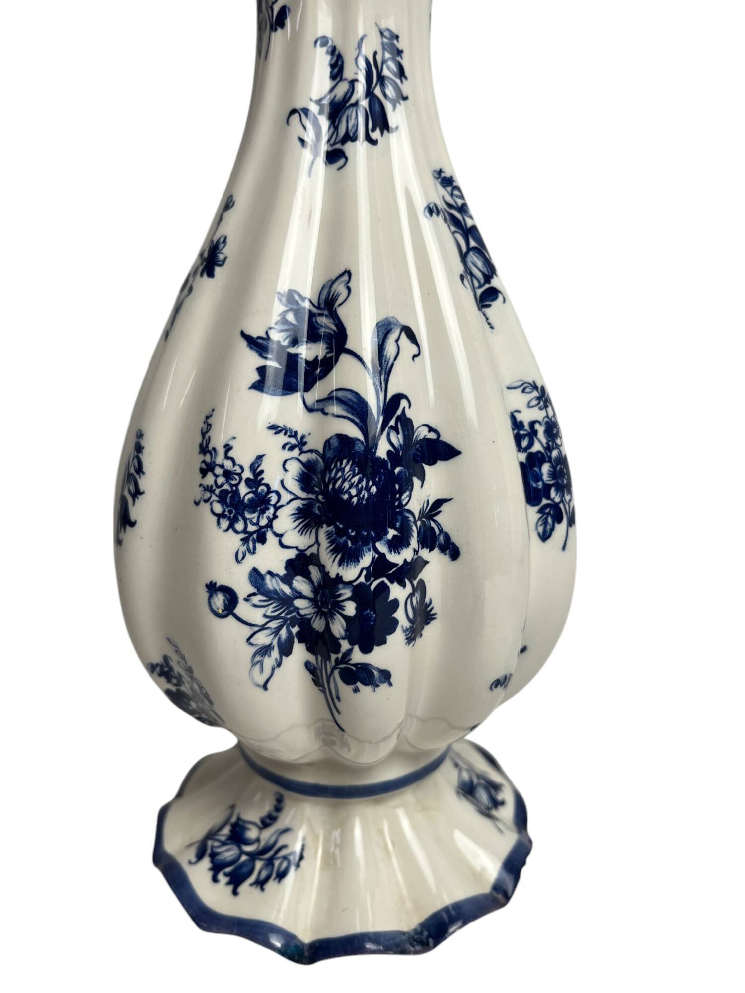 Capodimonte, blue and white ruffled vase, Italy, 20th century