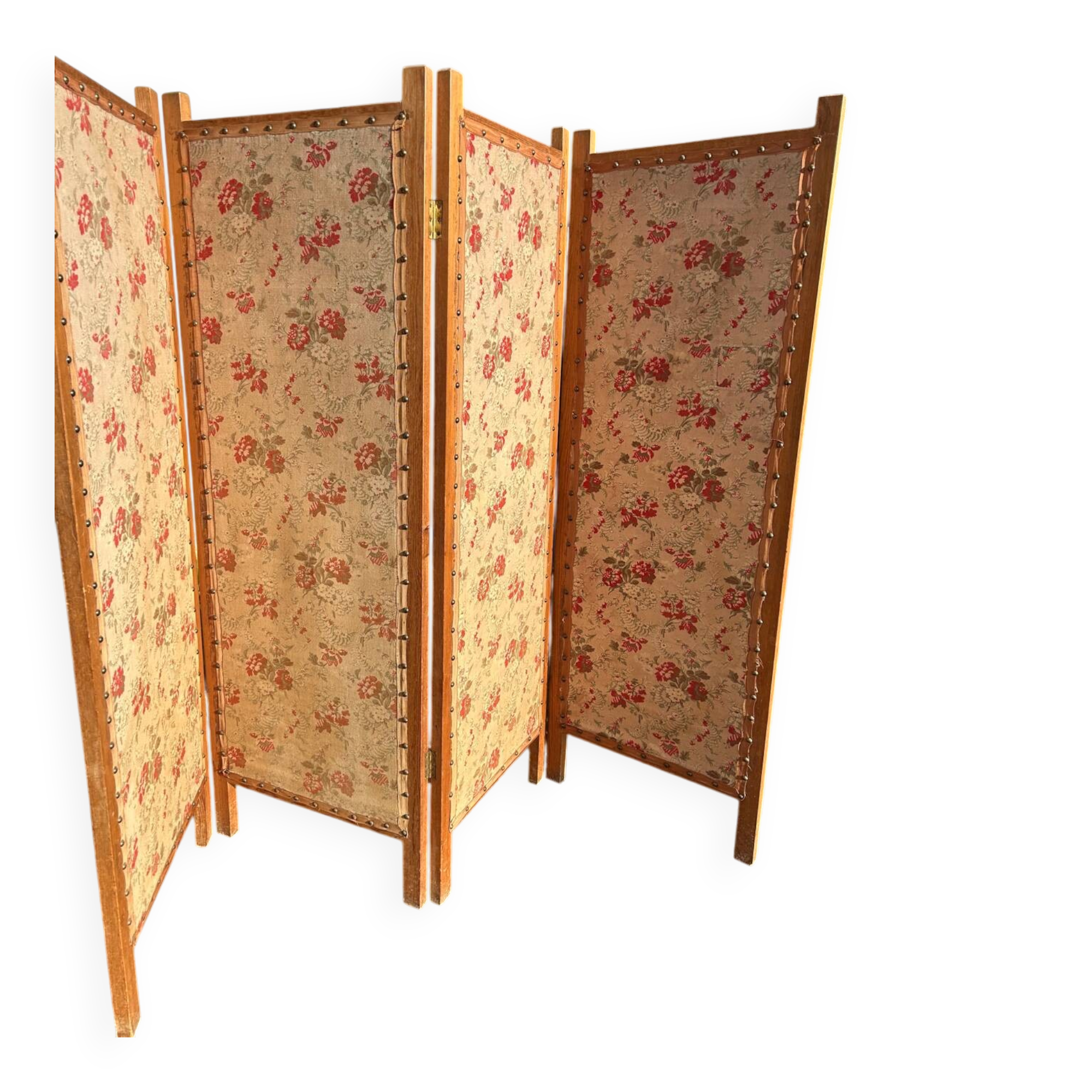 1930s shabby chic pink floral screen in original condition