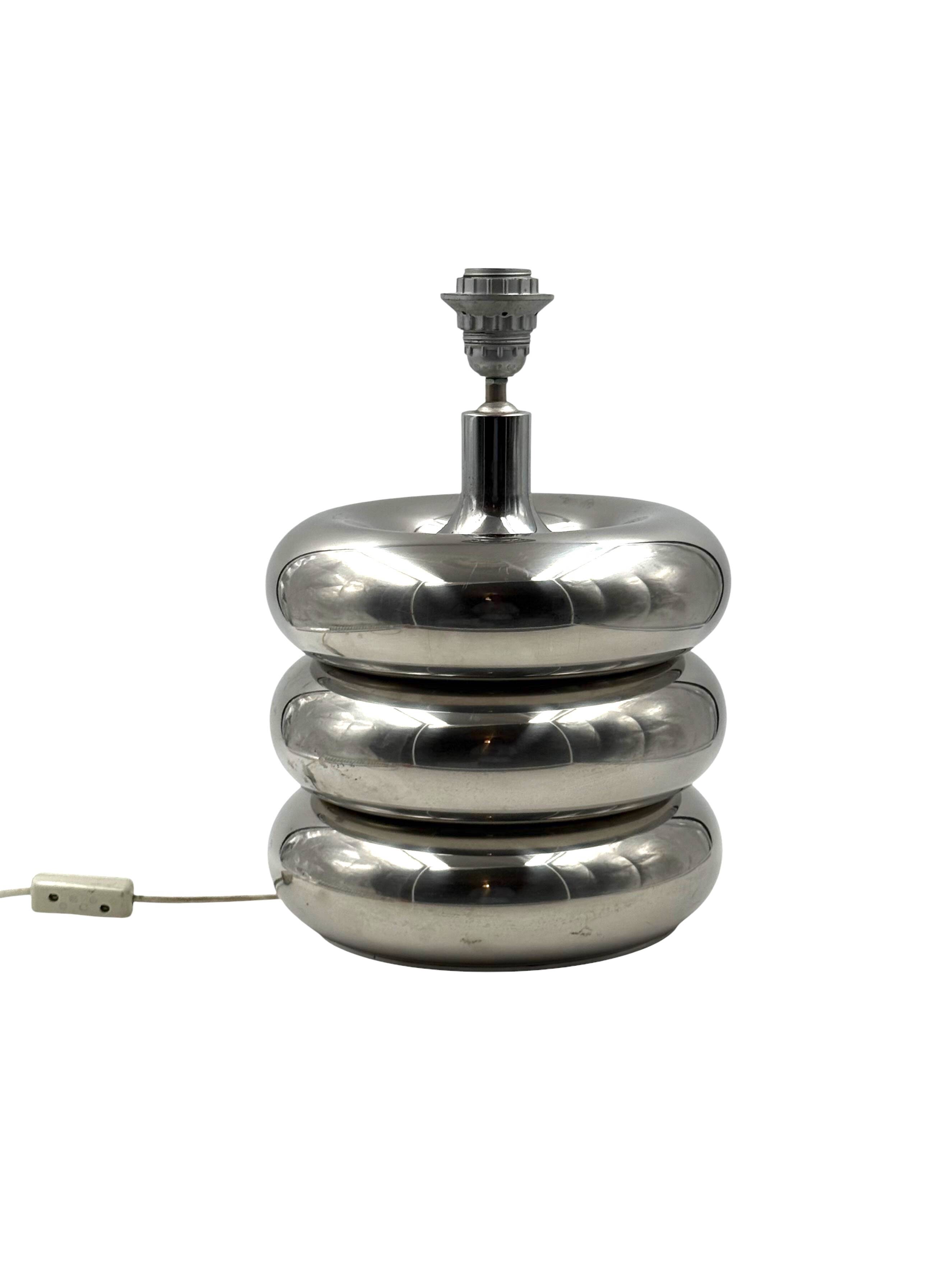 Hollywood regency chromed table lamp base, Luci Milano Italy, 1970s