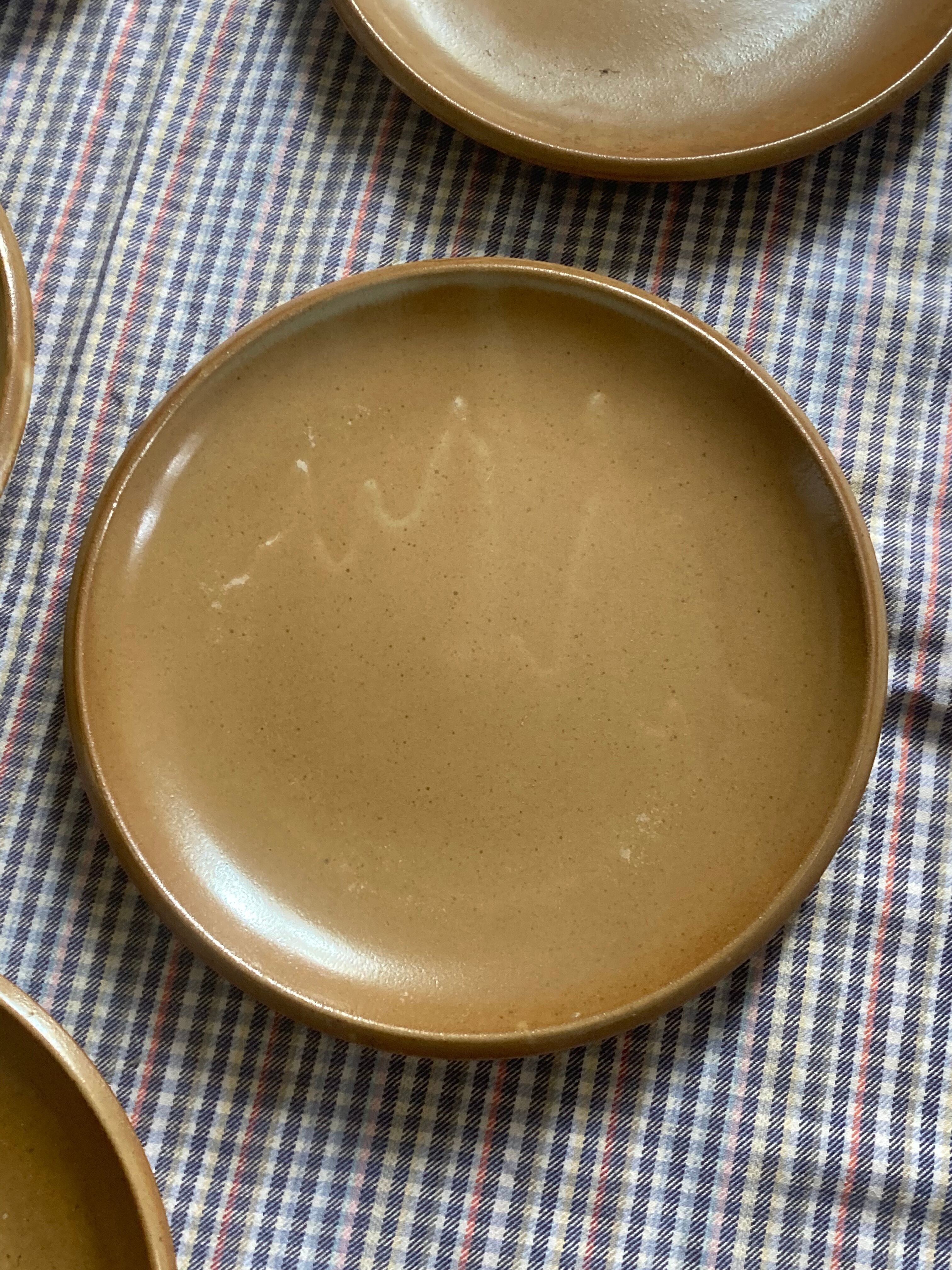 8 assiettes plates en grès de Berne vintage