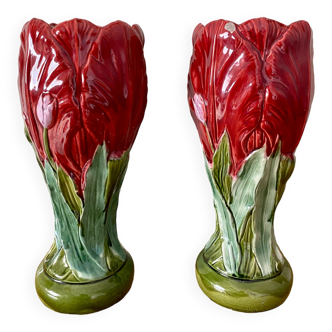 Pair of antique slip vases