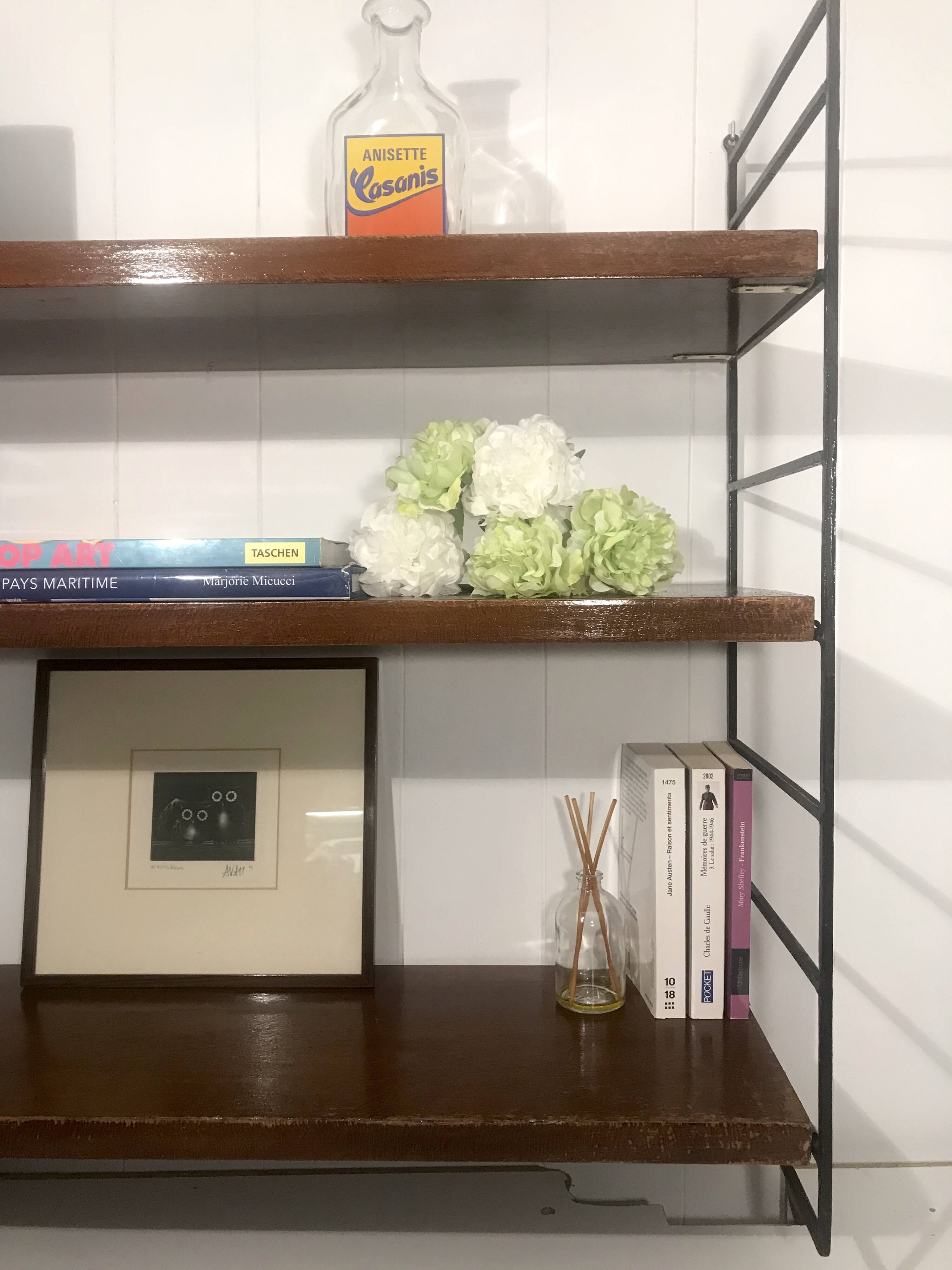 Wooden and metal String shelf