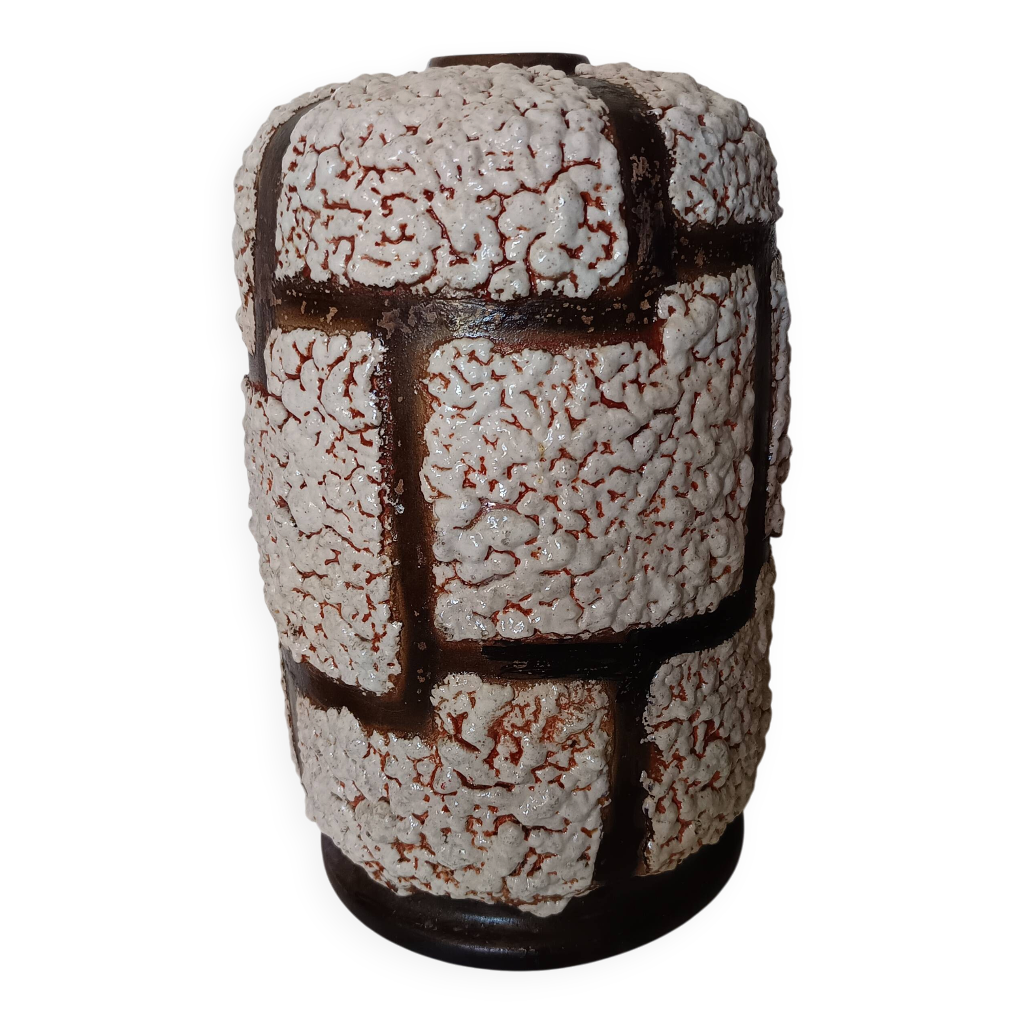 Large brutalist lamp base in glazed ceramic, Fat Lava decor 1970.