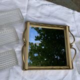 Aperitif set consisting of a wooden tray and mirror, art deco