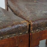 Ensemble de 6 chaises de salle à manger en cuir antiques d'origine néerlandaise