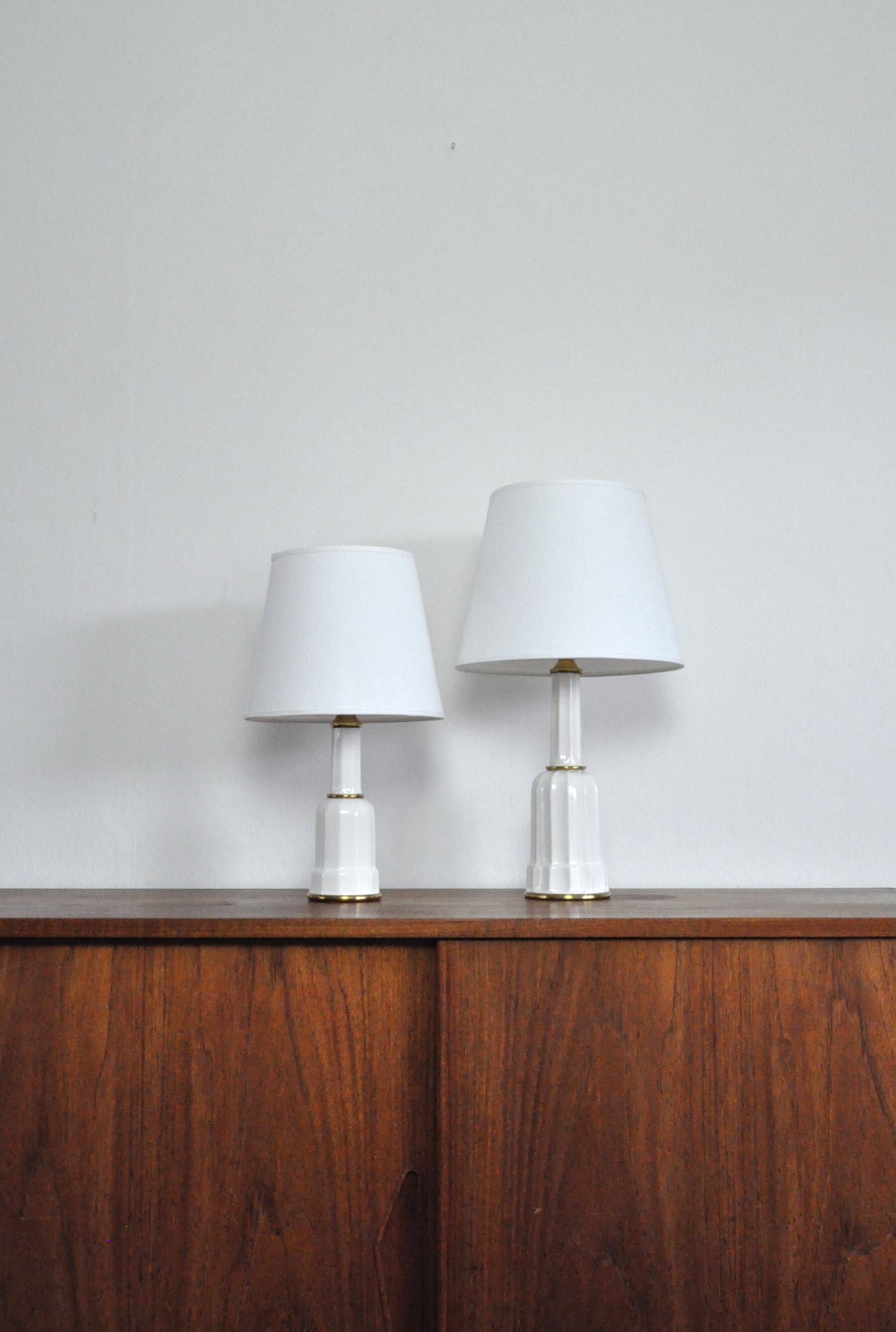 Classic Danish Heiberg table lamps in porcelain