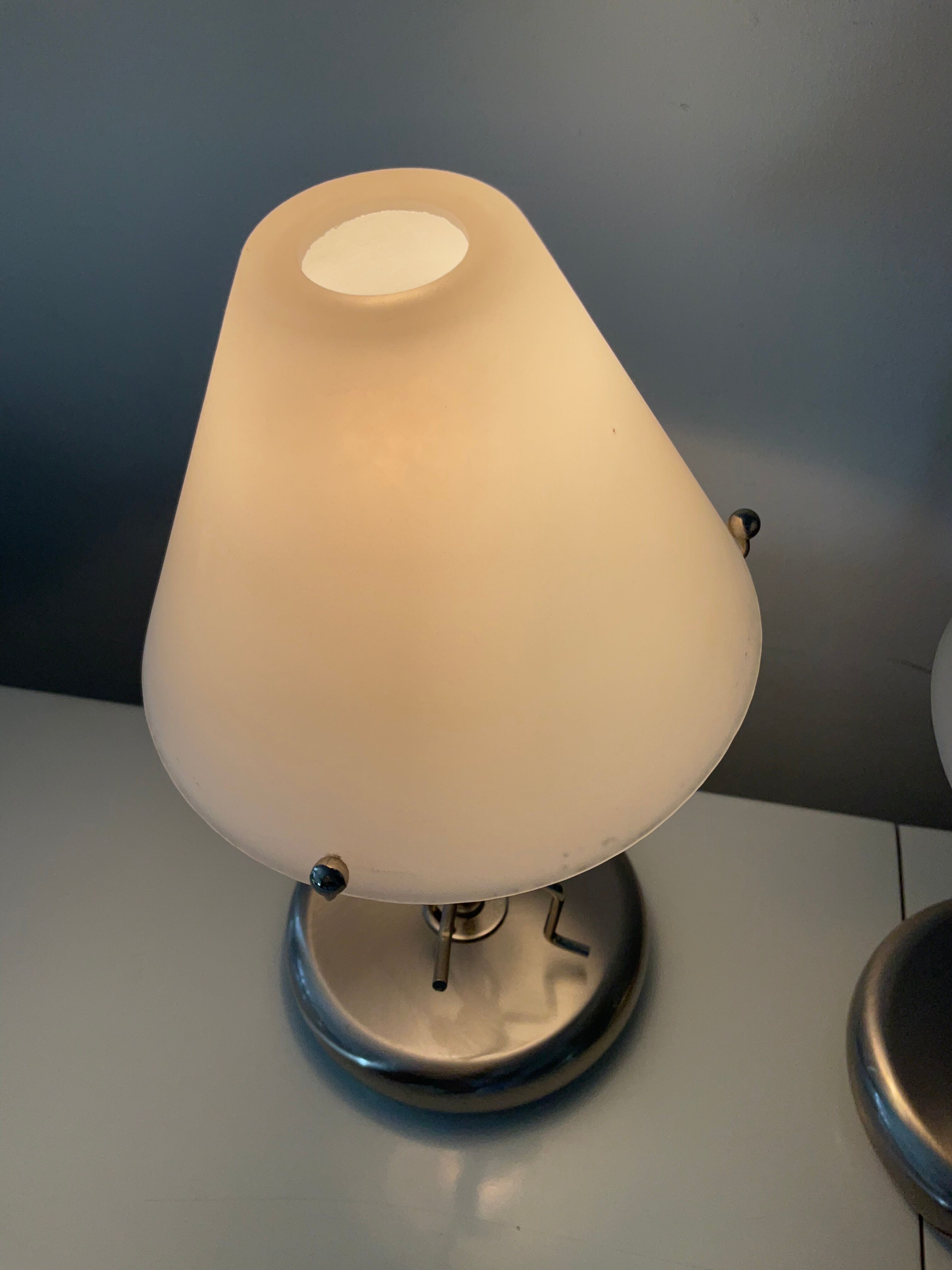 Pair of vintage lamps in wood and chrome metal