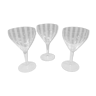 Set of 3 glasses with carved crystal stems