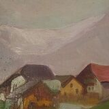 Oil paintings oil on Panel mountain landscape