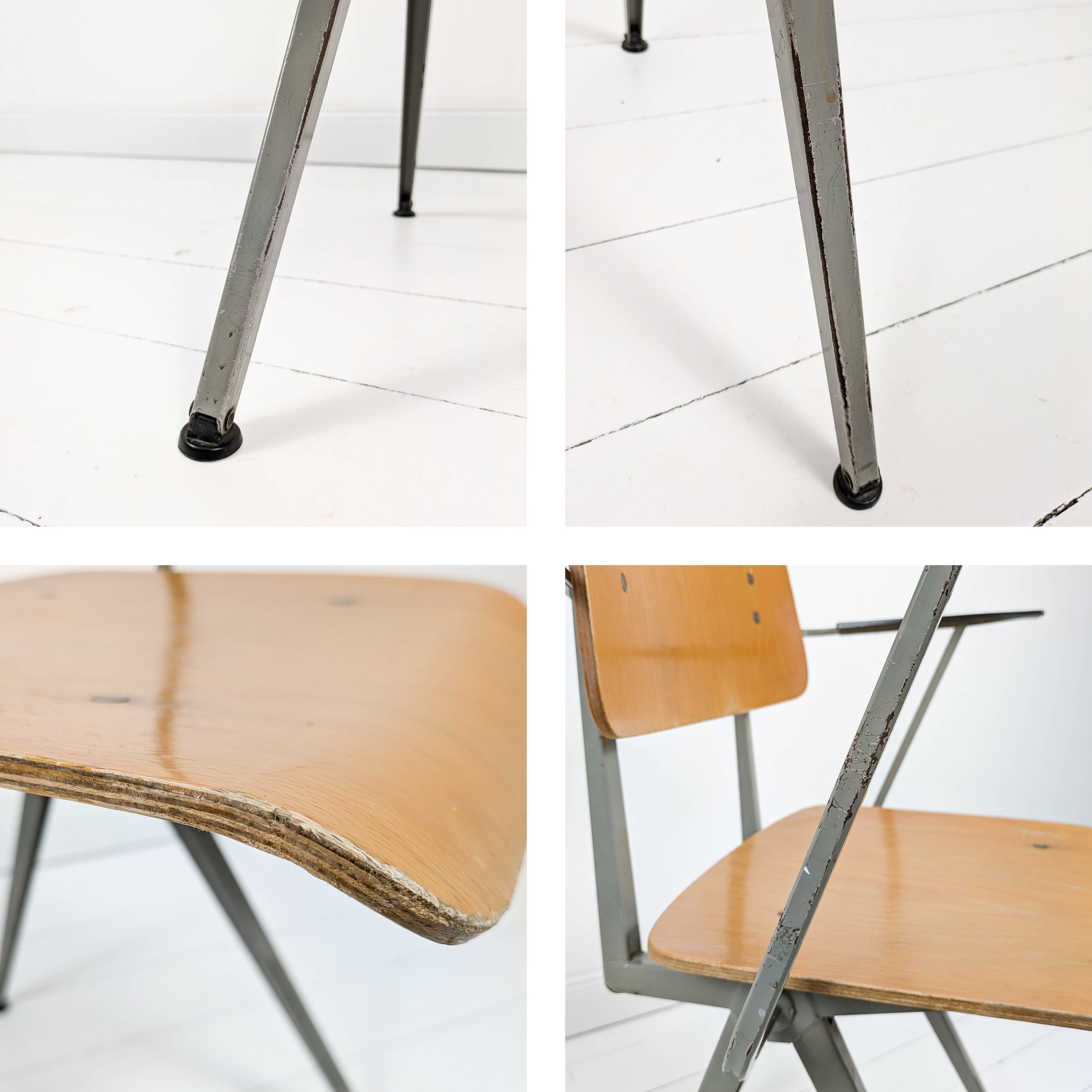 Chaise mid century accoudoirs marko holland bois métal marron noir vintage rétro chaise d'architecte